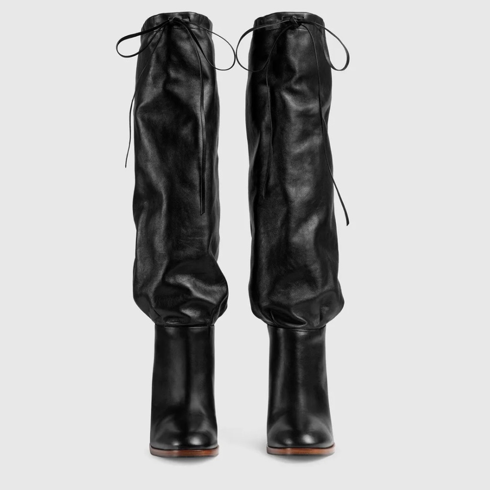 GUCCI 💚❤️ Knee High LISA Leather Boots 37.5 7.5 7 - Picture 5 of 14